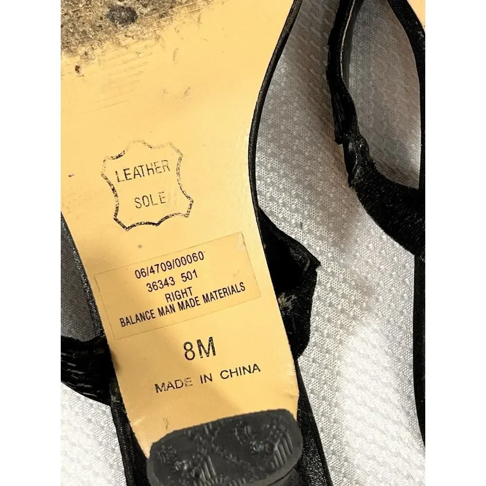 Valenti Franco Heels Ankle Strap Bling Black‎ 8M Leather